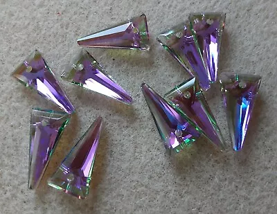 Crystal Bead Lot Set Of 10 Faceted Multicolor Dagger Shape Crystal Beads • $7.50
