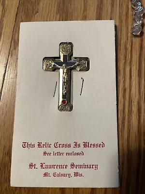 Vintage Blessed Relic Crucifix Stations Of The Cross Medal Mt Calvary Wis • $79.99