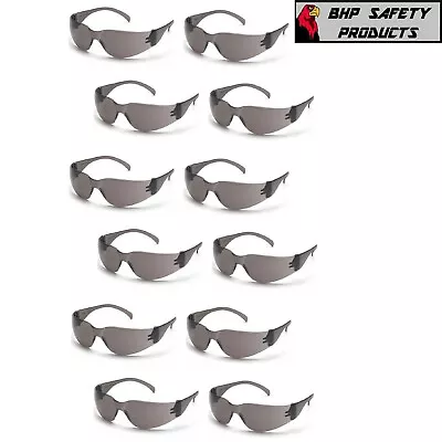 12 PAIR Pack Safety Glasses Protective Grey SMOKE Lens Sunglasses Work Lot Z87 • $12.40