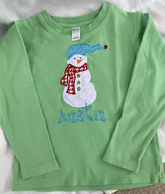 Green “Austin” Snowman Long Sleeve Shirt Monag • $10