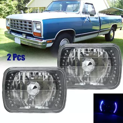 Pair 5x7  7x6  Blue LED Headlights Hi/Lo Beam For Dodge D150 D250 D350 Ram 50 H4 • $25.64