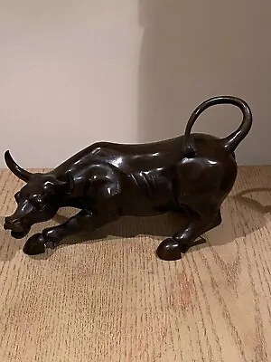 Bronze Wall Street Bull Sculpture Large (11-1/2 ) And Heavy Plus Extras • $69.99