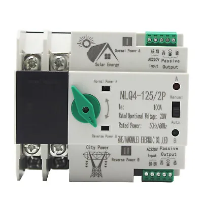 £42.91 • Buy Dual Power Automatic Transfer Switch AC220V 100A 2P 8 KV Power Circuit Breaker