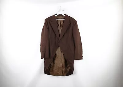Vintage 50s Rockabilly Mens 42S Wool Tailcoat One Button Tuxedo Jacket Brown USA • $159.96