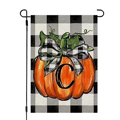  Fall Pumpkin Monogram Letter Garden Flag 12x18 Inch Double Sided 12 X18  C • $18.68
