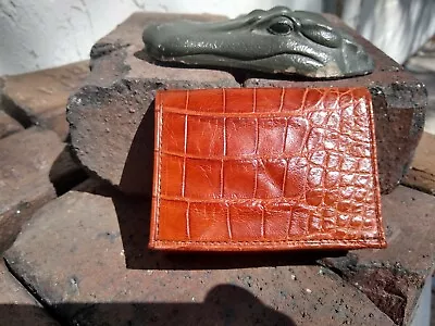 Wild American Alligator Short Trifold Wallet Mens Leather Hide Gator FB23 • $225