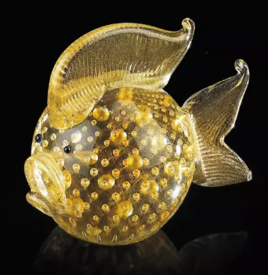 Fish Murano Figurine Glass Crystal Gold Figurine Decorative Object Figurines • $114.30