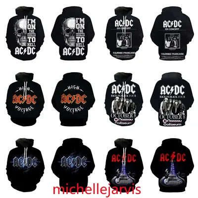 Unisex ACDC Rock Band 3D Hoodies Sweatshirt Pullover Top Jumper Xmas Gift UK- • £20.27