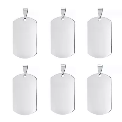 Stainless Steel Engraved Blank Tag Rectangle Metal Tags DIY Jewelry 10PCS 20PCS • £7.99