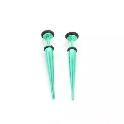 16G Fake Faux Cheater Illusion Ear Taper Earrings Metallic Finish Surgical Steel • $9.94