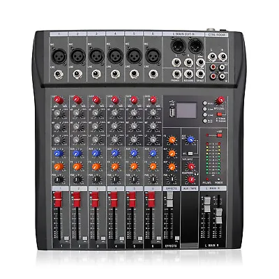 6 Channel DJ Live KTV Sound Board Console Studio Audio Bluetooth Mixer USB • $92.39