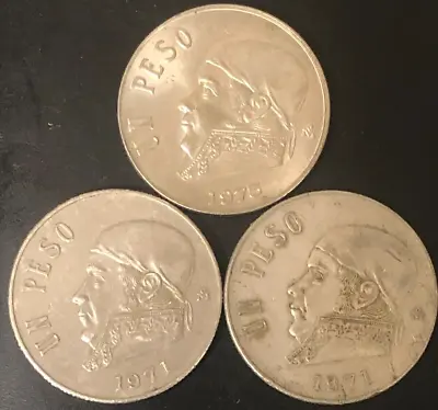 3 Very Nice 1971 (2) & 1975 (1)  Mexico Mexican One 1 Peso Morelos Y Pavon Coin • $12.99