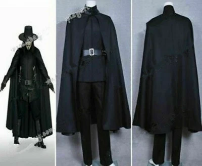 $63 • Buy V For Vendetta Guy Fawkes Cosplay Costume Full Set Black Cape Suit Halloween 