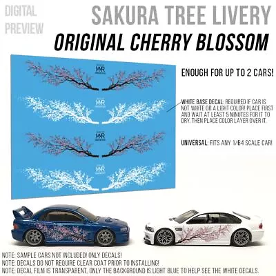 1/64 Scale SAKURA CHERRY BLOSSOM Tree WaterSlide White Toner Decals Hot Wheel • $4.99