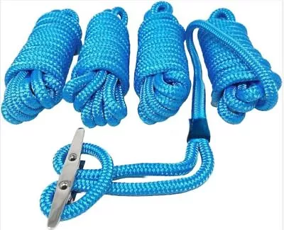 4Pack 5/8 Inch 25FT Marine Boat Dock Lines Rope Double Braid Nylon Mooring Lines • $57.99