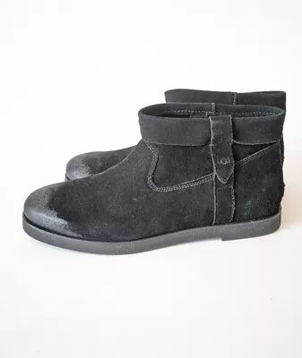 UGG Bootie 11 Black Josefene Cuff Pull On Distressed Suede Leather • $55.99