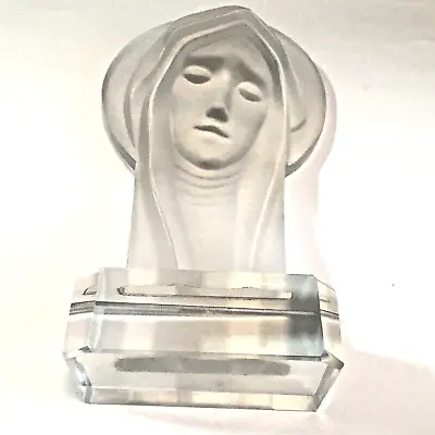 Vintage Virgin Mary Bust Head Statue Frosted Glass Madonna Fatima Alter 6.5  • $45.50