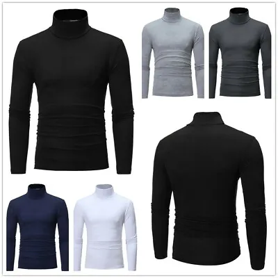 Mens Winter Thermal T-Shirt High Neck Long Sleeve Warm Undershirt Jumper Tops • $15.35