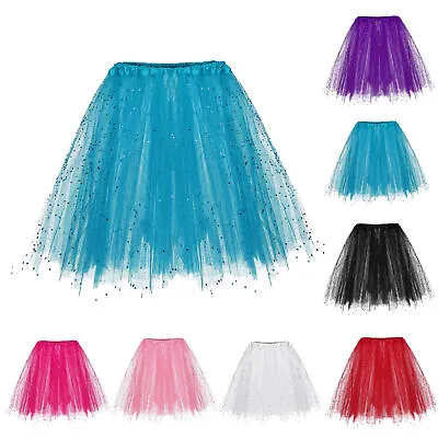 Women's Tulle Skirt 3 Layered Carnival Skirt Bridesmaid Petticoat Tutu Gifts • £12.71