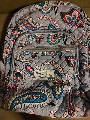 Vera Bradley Wildflower Paisley Campus Backpack College Of St. Mary Initialed • $29.95