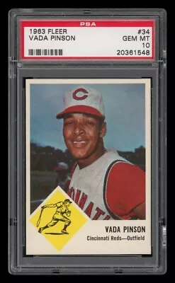 $52 • Buy 1963 Fleer Set Break # 34 Vada Pinson PSA 10 GEM MINT