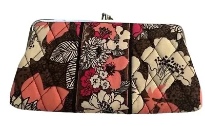 Women's Vera Bradley Mocha Rouge Kiss Lock Wallet Floral Pink • $13