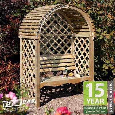 Garden Arbour Bench Seat Trellis Seating Pressure Treated Wooden Chair New • £297.99