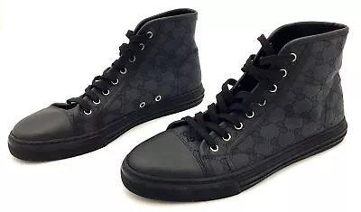 GUCCI GG 'Logo Print' Men's Midnight Navy/Black High-Top Sneakers - Sz 8 (+COA) • $79