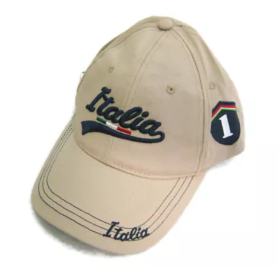ITALIA ITALY Beige Tan Baseball Cap Hat (Adult Adjustable Strapback) 100% Cotton • $9.95