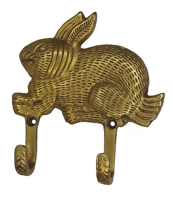 Vintage Style Handmade Brass Rabbit Shaped Cloth Key Towel Cap Wall Hanger Hook • $25.08