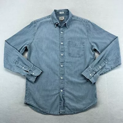 J.Crew Denim Shirt Small Men's Slim Fit Light Wash Chambray Lightweight Casual • $18.99