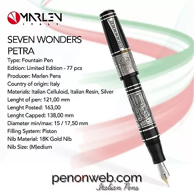 MARLEN PETRA L.E. (77 Pcs) Fountain Pen | Italian Celluloid Resin Silver • $1749