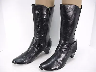 $50 • Buy Everybody By Bz Moda Tamara Black Leather Side Zip Mid-calf Boots Women's 38.5