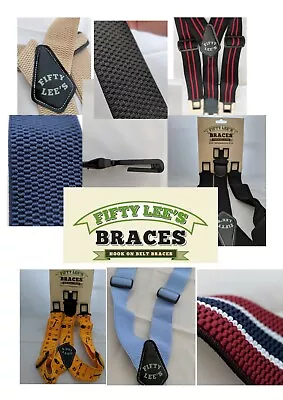 £9.99 • Buy Not Perry Suspenders  - Fifty Lee's Men's Elastic Hook End Trouser Braces