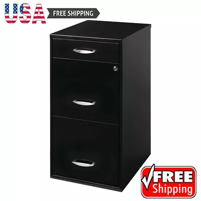 3 Drawer Letter Width Vertical File Cabinet Lockable Filing Painted Steel Black • $103.50