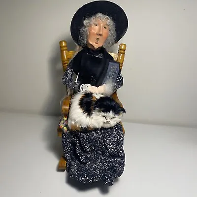 Byers Choice Witch In Rocking Chair With Cat And Spell Book 2008 Brand New • £216.95