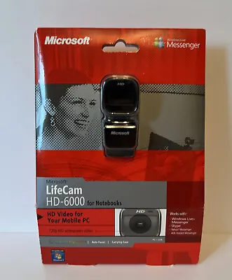 Microsoft LifeCam HD-6000 For Notebook 720p HD Video TrueColor 360° Rotation • $29.95