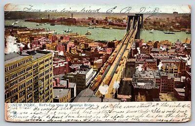 Vintage 1910 Postcard Birds-Eye View Of Brooklyn Bridge  New York City F 1 • $4.25