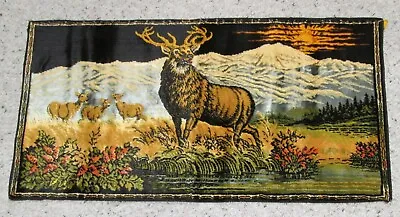 Vintage Wall Hanging Velour Velvet Fabric Tapestry Deer Buck Rustic Cabin • $14.99