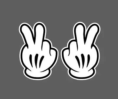 Mickey Mouse Hands Peace Hand Fingers Vinyl Decal Sticker - 2 For 1 - 4  • $4.99