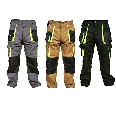Men's Multi-pockets Combat Cargo Work Trousers Heavy Duty Cordura Workwear Pants • £23.99