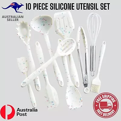 10 Piece Silicone Kitchen Utensil Set Non-Stick Cookware Heat Resistant Cooking • $24.99