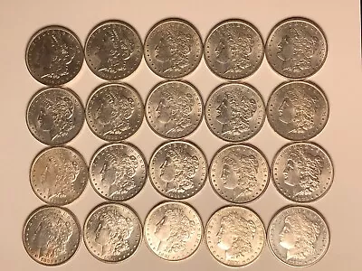 Lot Of 20 Morgan Silver Dollars High Grade AU+ BU Roll Of Coins Many Dates! • $1088