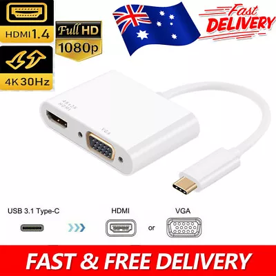 $9.99 • Buy USB Type C To HDMI VGA Adapter Apple Macbook HDMI Adaptor USB C To VGA DVI Cable
