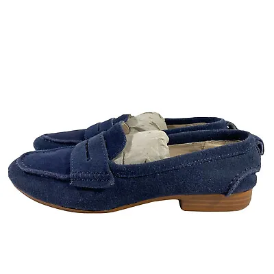 Zara Basic Collection Blue Leather Moccasin Shoes Loafer Flat Size 6 Eur 36 • $24.65