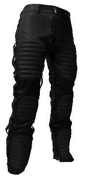 Men Real Black Leather Bondage Heavy Duty Jeans Trouser Pant • $134.99