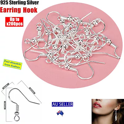 925 Sterling Silver Earring Hooks Shepherd DIY Jewellery Making Ear Ring AU  • $5.80