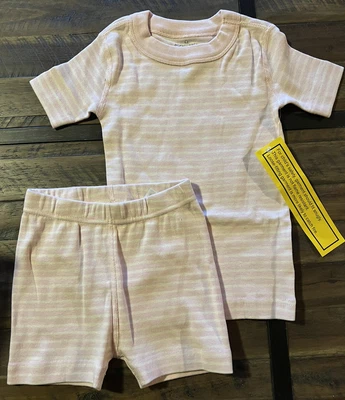 $12.99 • Buy Moon And Back By Hanna Andersson 2-Piece Pajama Set Pink Stripe Size 3