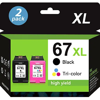1-3PK 67XL XXL Black& Color Ink For HP Deskjet Plus 4155e 4122 4132 4155 Printer • $18.03