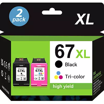 High Yield 67XL Ink Cartridges For HP 67 Deskjet 1255 2720e 2732 2755 4130e Lot • $28.29